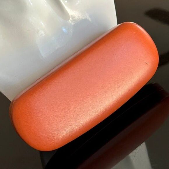Vtg MISSONI Burnt Orange Leather & Gold Domed Hardshell Sunglasses Glasses Case - Picture 7 of 12